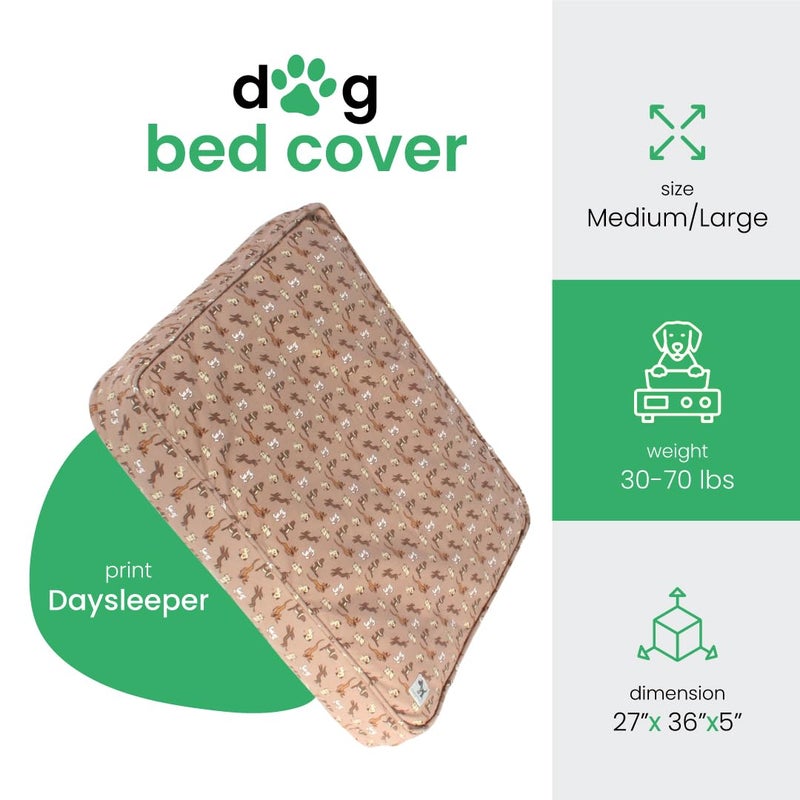 Molly Mutt Medium to Large Dog Bed Cover - Daysleeper Print - Measures 27â€x36â€x5â€™â€™ - 100% Cotton - Durable - Breathable - Sustainable - Machine Washable Dog Bed Cover - Image 2